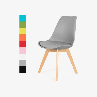 The Range Dining Chair with Wooden Legs(Blue Chair 1) - Grey / 1