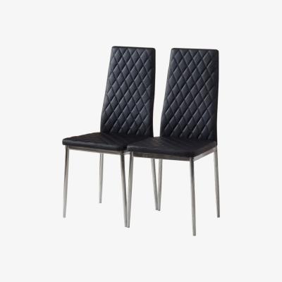 The Range PVC Hatched Faux Leather Dining Chair Lattice Grid Padded Seat Black - Black