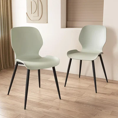 The Range Pair of Carnaby Kitchen Dining Chairs Plastic Seat With Metal Legs - Light Green