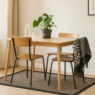 The Range Sorenna Set of 4 Oak-Effect Dining Chairs with Black Powder-Coated Steel Legs - Natural