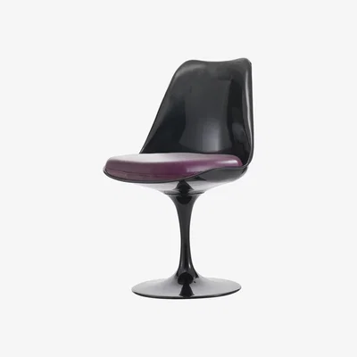 The Range Black Tulip Dining Chair with PU Cushion - Purple