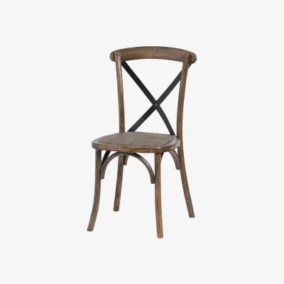 The Range Elm Cross Back Dining Chair With Rush Seat - Brown