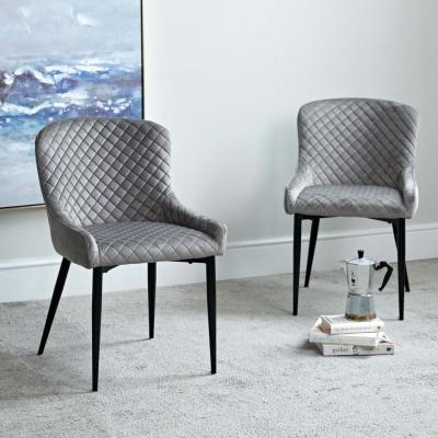 The Range Set of 2 Carlton Dining Chairs - Light Grey