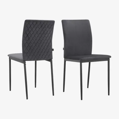 The Range Pavia Dining Chair in Velvet in 2 Pack - Anthracite