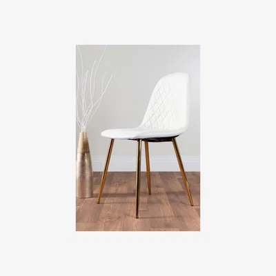 The Range 2x Corona Gold Leg Faux Leather Dining Chair - White