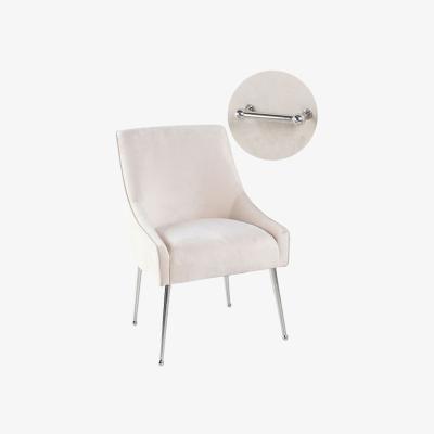 The Range Champagne Fabric Handle Back Set of 2 Dining Chair With Chrome Legs - Cream