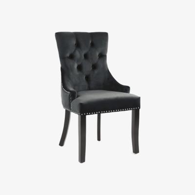 The Range Pair of Chester Brushed Velvet Black Accent Chairs - Black / Black legs