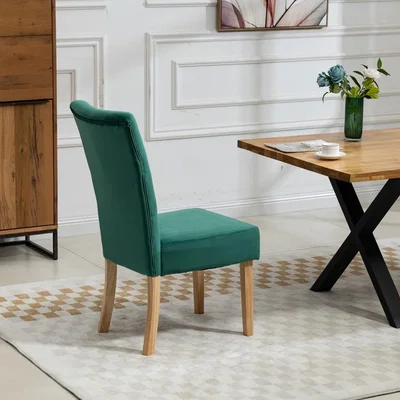 The Range Set of 2 Pienza Velvet Dining Chairs - Green