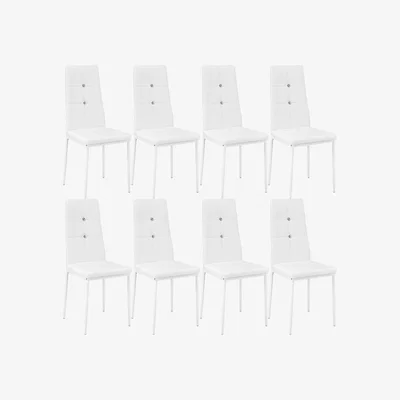 The Range Set Of 8 Dining Chairs With Rhinestone - White