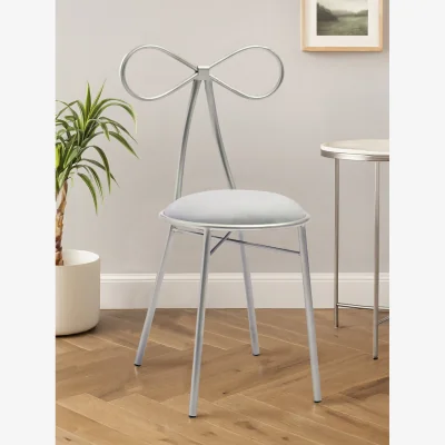 The Range Jolie Silver Velvet  Bow Back Dining Chair - Silver