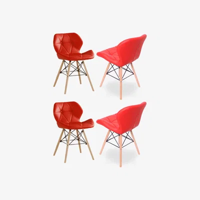 The Range Cecilia Eiffel Dining Chair with Buttons Set of 4 - Red