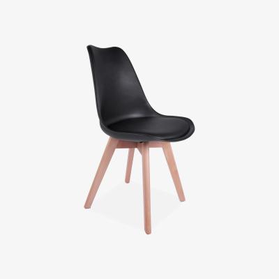 The Range Set of 4 Cresse Tulip Dining Chair with Solid Back and Solid Beech Wood Legs - White