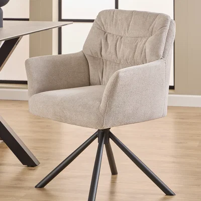 The Range Alonso Swivel Cream Dining Chair with Armrest Set of 2 - Cream