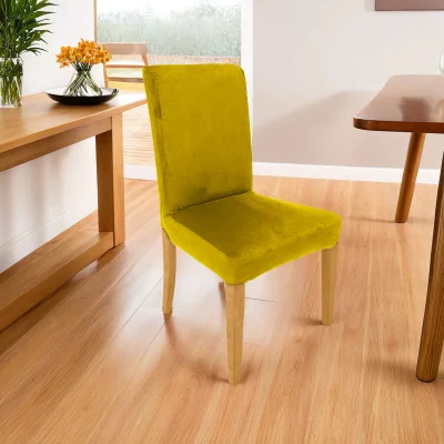 The Range Velvet Dining Chair Covers Slipcover Removable Seat Protector - Yellow