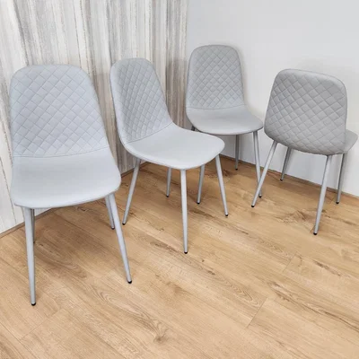 The Range Dining Chairs Set Of 4 Faux Leather Padded Gem Grey Kitchen Dining Room - Grey