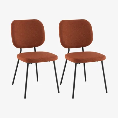 The Range 2Pcs Linen Fabric Upholstered Kitchen Dining Chairs - Orange