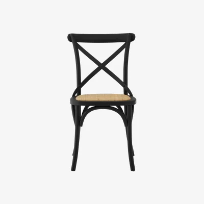 The Range Lyon Black Oak Wood and Rattan Dining Chair - Black