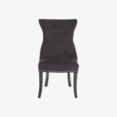 The Range Regents Park Black Cotton Velvet Dining Chair - Black