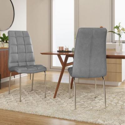 The Range Eterno Faux Leather Luxurious Dining Chair - Grey / Faux Leather Metal / Faux Leather / 43cm / 2