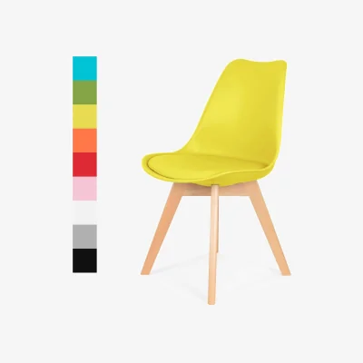 The Range Dining Chair with Wooden Legs(Blue Chair 1) - Yellow / 1