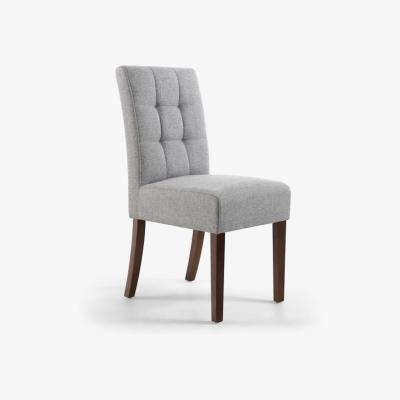 The Range Moseley Stitched Waffle Linen Effect Silver Grey Dining Chair - Silver Grey / Walnut legs