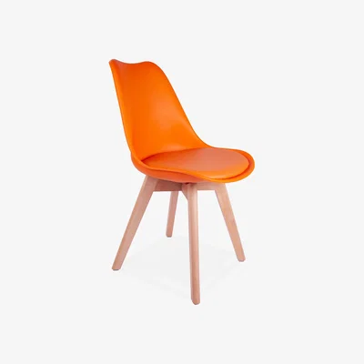 The Range Scandinavian Tulip Dining Chairs with Solid Wood Legs - Orange