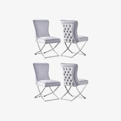 The Range Trafalgar Lux Velvet Dining Chair Set of 4 - Light Grey