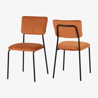 The Range Sheldon Dining Chairs - Burnt Orange Velvet Fabric