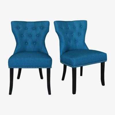 The Range Blue Linen Dining Chair Set of 2 - Blue