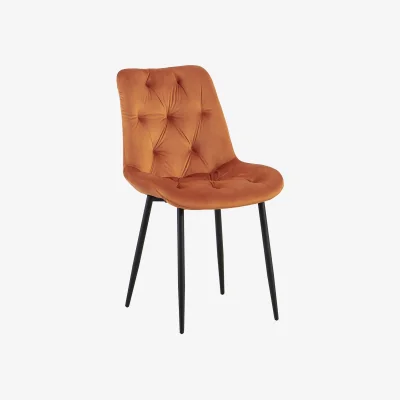 The Range Set of 4 Velvet Dining Chairs with Ergonomic Upholstered Seat --Green - Orange / 120kg