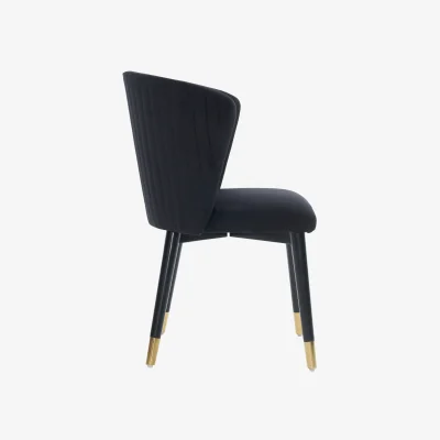 The Range 4PCs Sofina Modern Velvet Dining Chairs with Tufted Back, Wooden Frame Gold Tips - Black