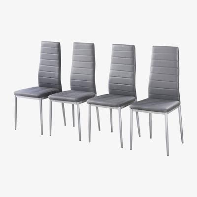 The Range Dripex 4 White PU Leather Dining Chairs Set - Grey