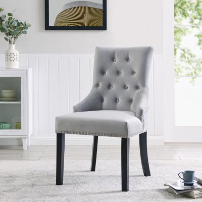 The Range Daisy Dining Chair in Velvet Fabric - Light Grey Velvet