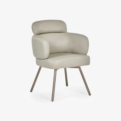 The Range Set of 2 Callisto Faux Leather Swivel Dining Chairs - Taupe/Brushed Bronze