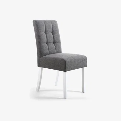 The Range Moseley Stitched Waffle Linen Effect Steel Grey Dining Chairs - Steel Grey / White legs