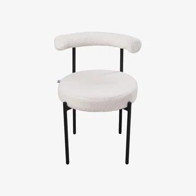 The Range Livingandhome 2PCS Sherpa Fleece Upholstered Dining Chairs - White + Black