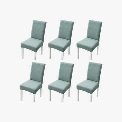 The Range Stretchy Universal Checkered Dining Chair Covers - Green / 6