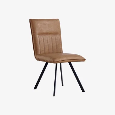 The Range Pair of Dining Chairs With Metal Angles Legs  - Tan