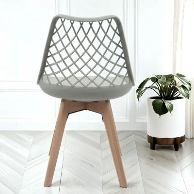 The Range Alma Dining Chair With Wooden Legs - Grey / Faux Leather Wood / 2