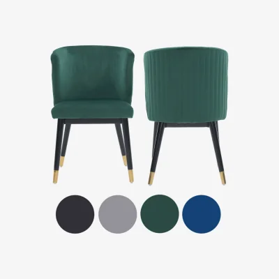 The Range 2PCs Sofina Modern Velvet Dining Chairs with Tufted Back, Wooden Frame Gold Tips - Green