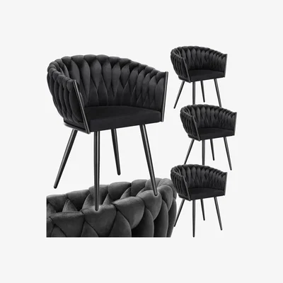 The Range Dining Chair Astano - Padded, Velvet, Continuous Backrest - Black / 4