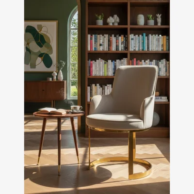 The Range Eliza Beige Velvet Dining Chair - Brown