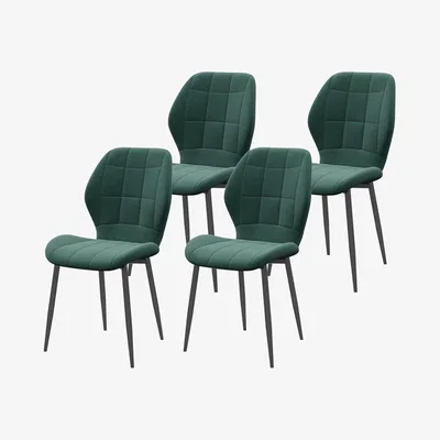 The Range Four Flannel Relaxed Dining Chairs - Green