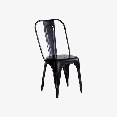 The Range Upcycled Industrial Vintage Black Metal Dining Chair Set of 2 - Black