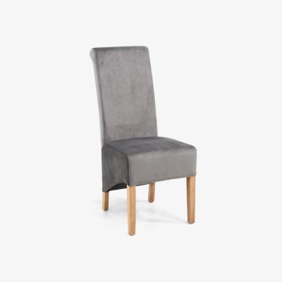 The Range Pair Of Krista Roll Back Brushed Velvet Grey Dining Chair