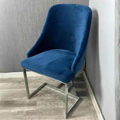 The Range Delia 4 Velvet Dining Chairs - Blue