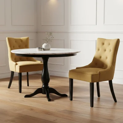 The Range Daxton Ochre Velvet Dining Chair - Gold
