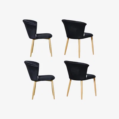 The Range Elsa Velvet Dining Chair Set of 4 - Black
