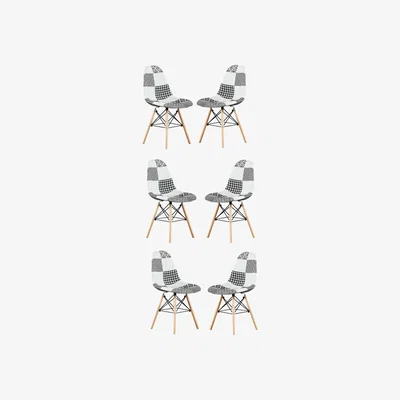 The Range Chrono Patchwork Eiffel Fabric Dining Chair, Set of 6 - Multi-Coloured