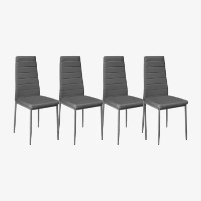 The Range Set of 4 Faux Leather High-Back Armless Dining Chairs - Grey